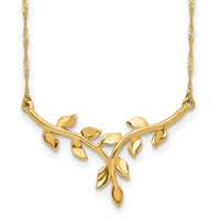 14K Polished Leaf Necklace-SF2637-17