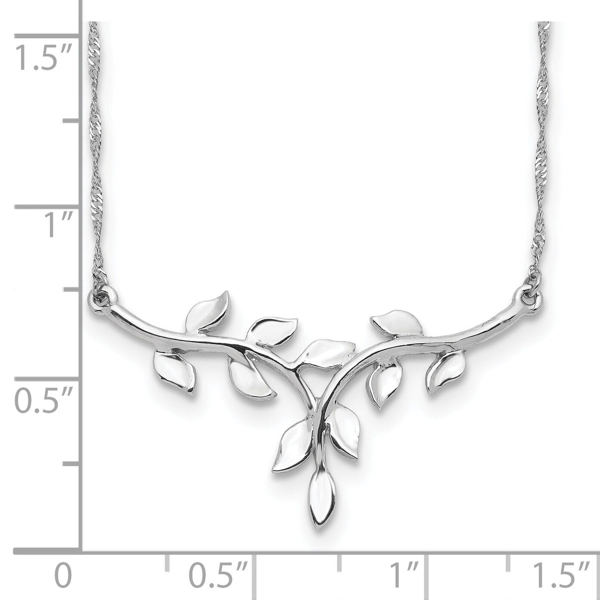 14K White Polished Leaf Necklace-SF2638-17