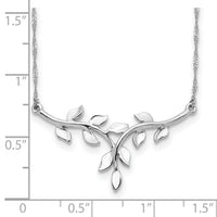 14K White Polished Leaf Necklace-SF2638-17