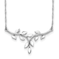 14K White Polished Leaf Necklace-SF2638-17