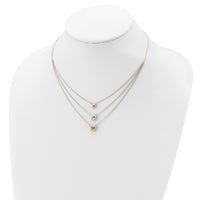 14K Tri-color Three Heart w/ 1in ext. Necklace-SF2643-16