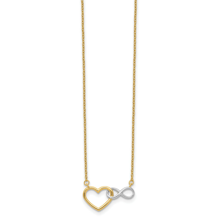 14KY & White Rhodium Heart with Infinity Symbol Necklace-SF2649-17