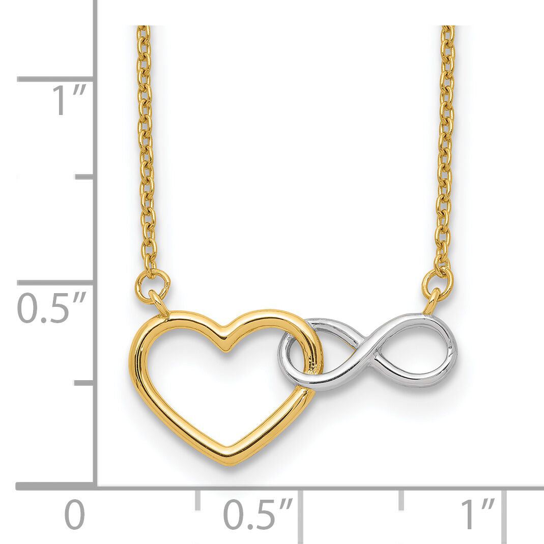 14KY & White Rhodium Heart with Infinity Symbol Necklace-SF2649-17