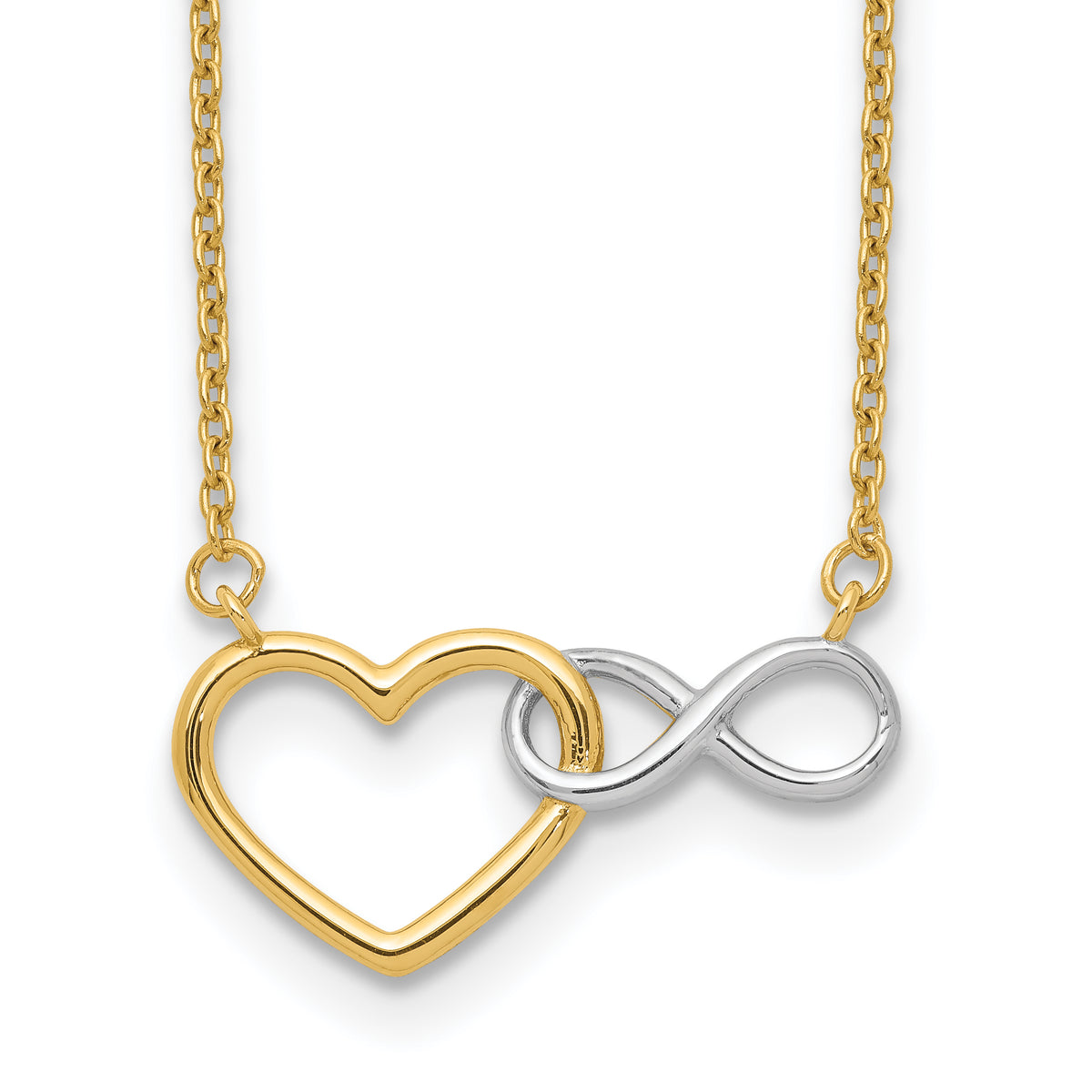 14KY & White Rhodium Heart with Infinity Symbol Necklace-SF2649-17