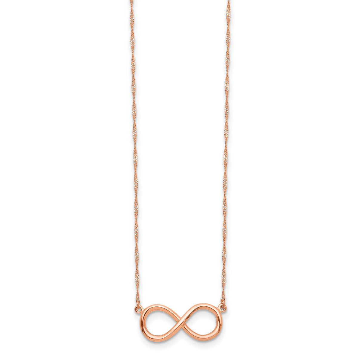 14K Rose Polished Infinity Necklace-SF2650-16.5