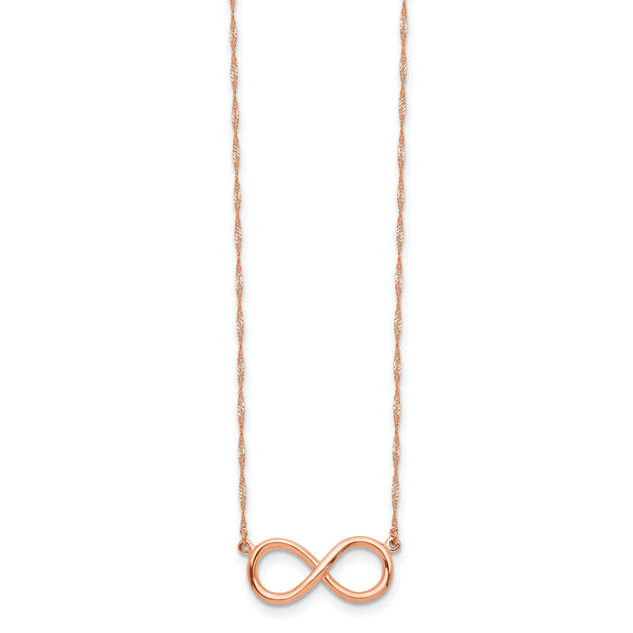 14K Rose Polished Infinity Necklace-SF2650-16.5