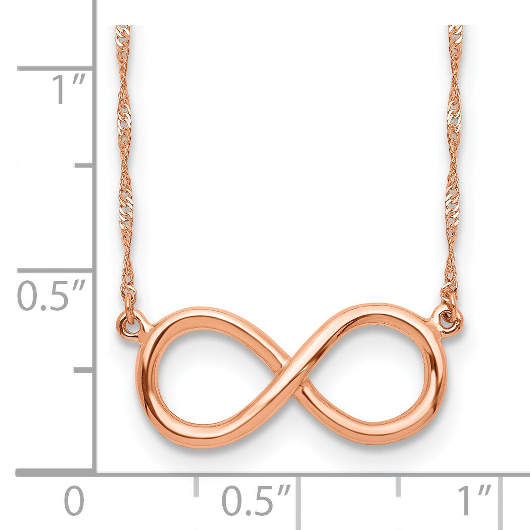 14K Rose Polished Infinity Necklace-SF2650-16.5
