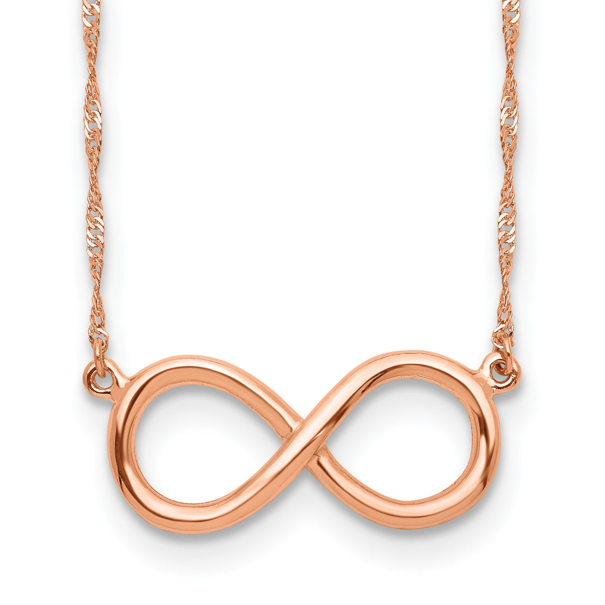 14K Rose Polished Infinity Necklace-SF2650-16.5