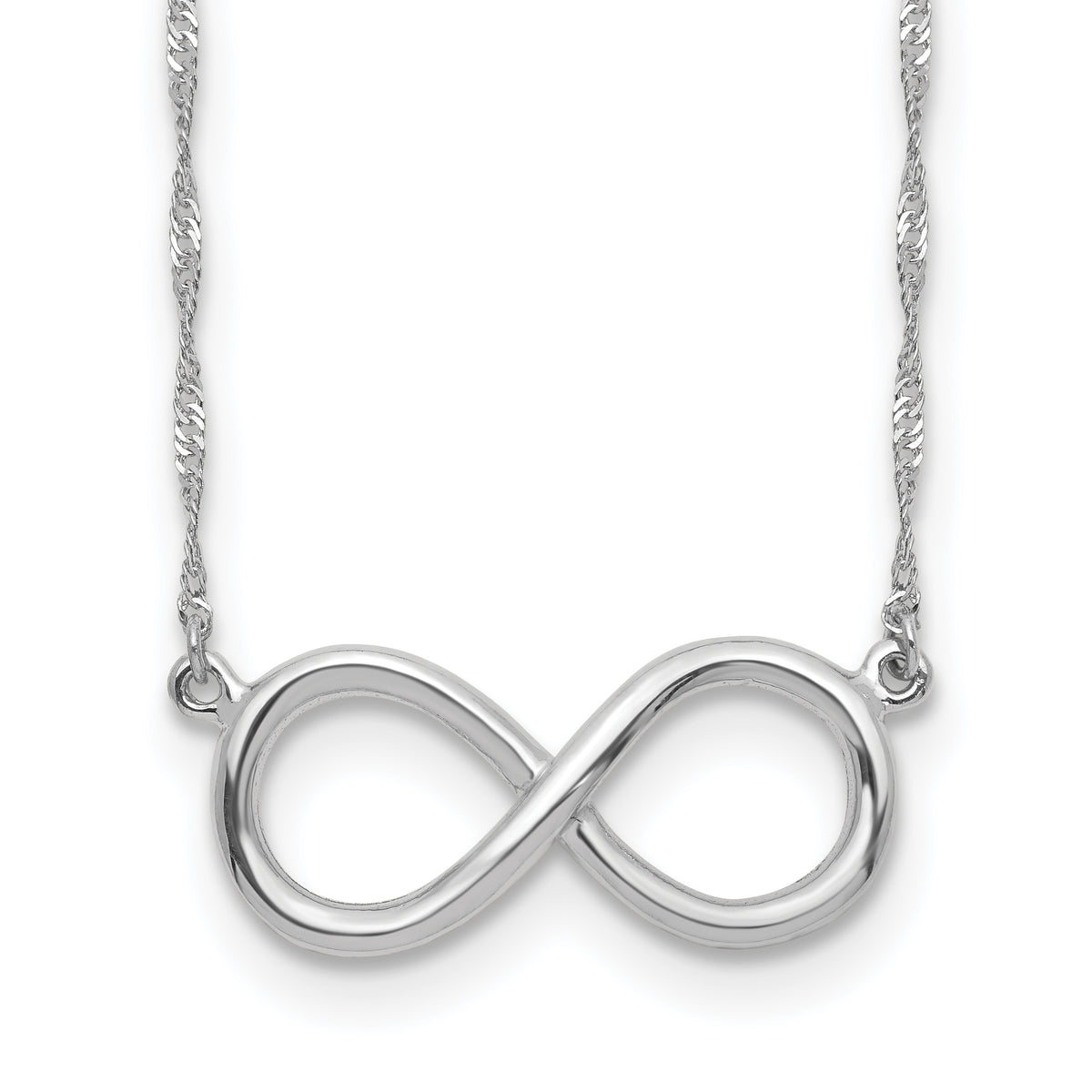14K White Polished Infinity Necklace-SF2652-16.75