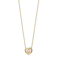 14K Two-Tone Hearts CZ 18 inch with 2 inch ext. Necklace-SF2656-18
