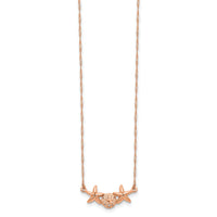 14K Rose Brushed & Polished Sand Dollar Starfish Necklace-SF2670-17