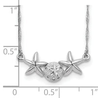 14K White Brushed & Polished Sand Dollar Starfish Necklace-SF2671-17