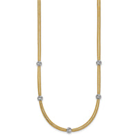 14k Polished w/Rhodium D/C Bead Flexible Mesh Necklace-SF2684-18