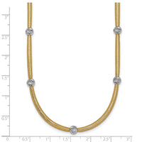 14k Polished w/Rhodium D/C Bead Flexible Mesh Necklace-SF2684-18