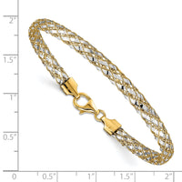 14K with Rhodium Woven Mesh Bracelet-SF2685-7.5