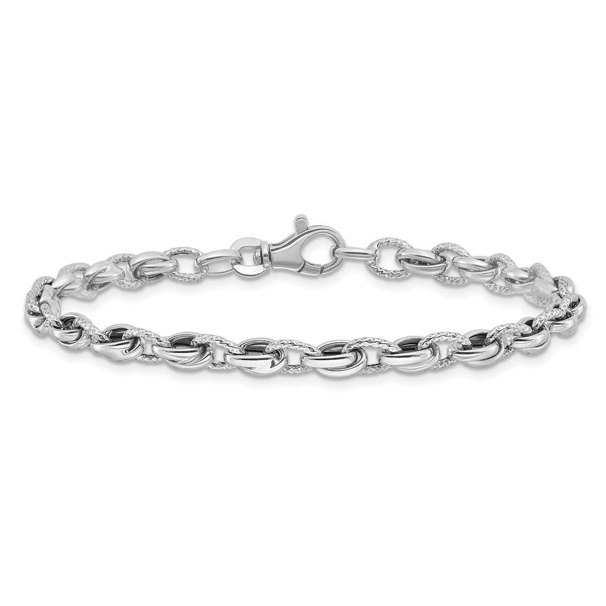 14K White Gold 7.5in Polished Fancy Link Bracelet-SF2687W-7.5