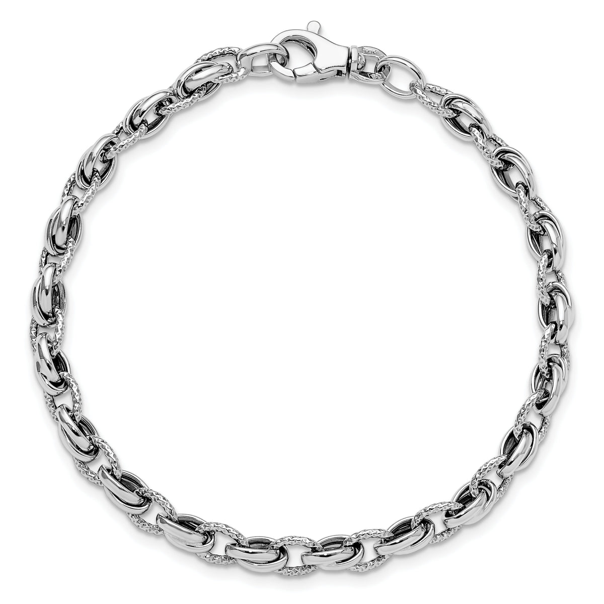 14K White Gold 7.5in Polished Fancy Link Bracelet-SF2687W-7.5