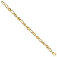 14K Polished & Grooved with .5 in ext. Fancy Link Bracelet-SF2716-8