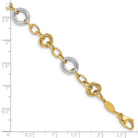 14K Two-tone Fancy Circles Cable Link Bracelet-SF2718-7.5