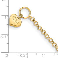 14k Puffed Mom Heart Toggle Bracelet-SF2724-7.5