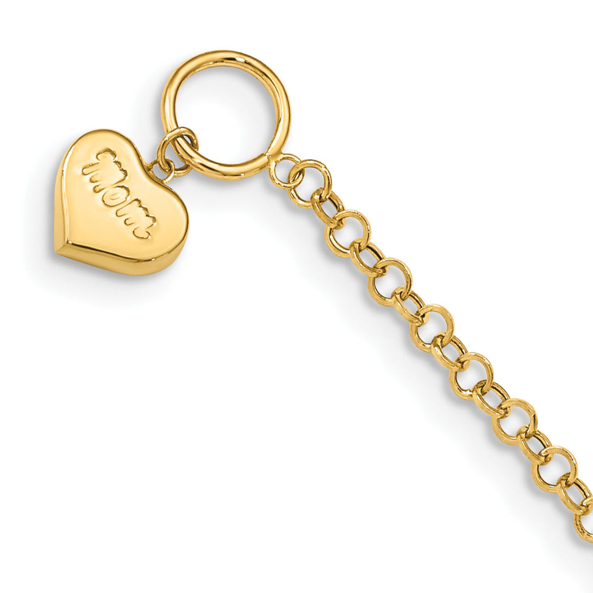 14k Puffed Mom Heart Toggle Bracelet-SF2724-7.5
