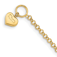 14k Puffed Mom Heart Toggle Bracelet-SF2724-7.5