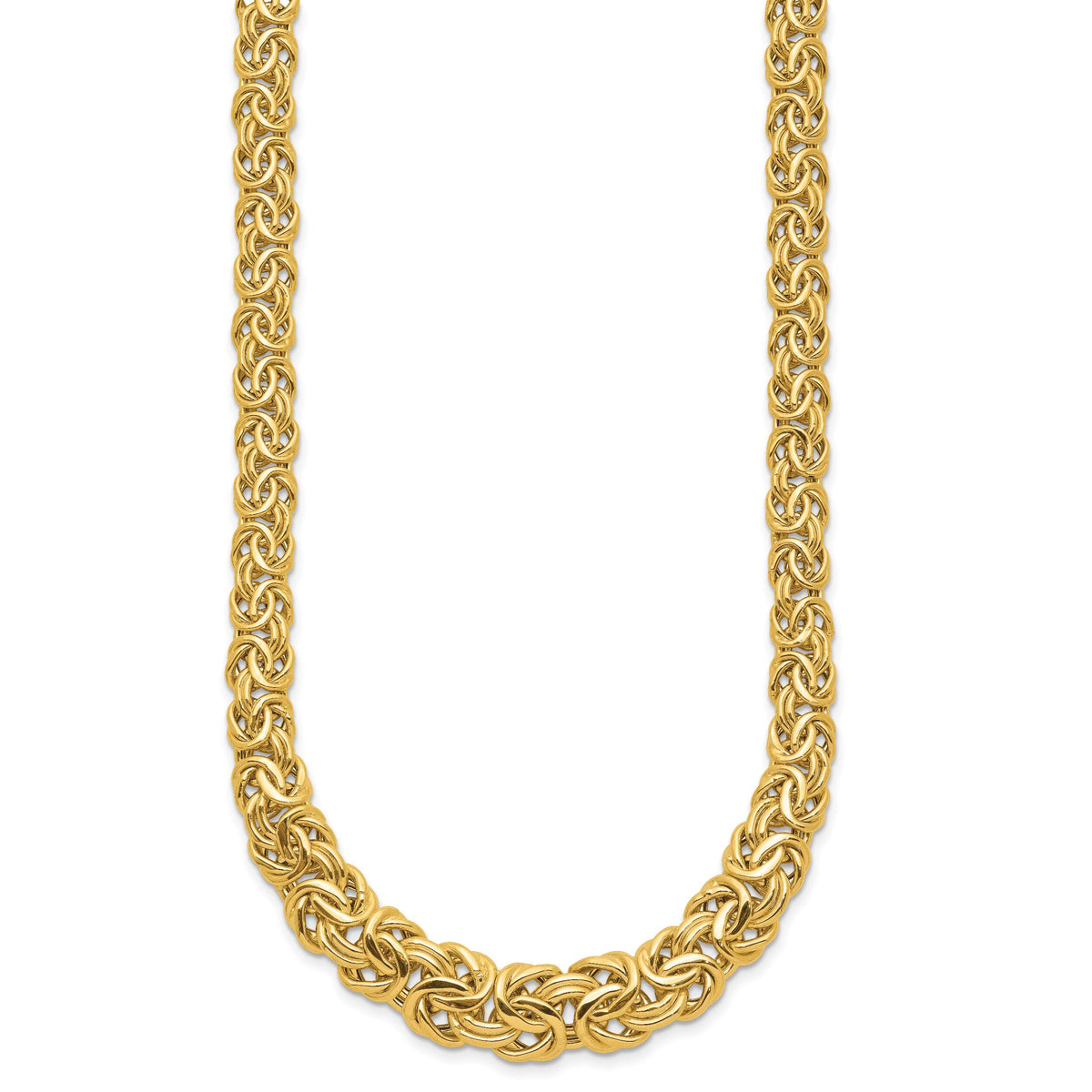 14k Fancy Graduated 7-12mm Flat Byzantine Necklace-SF2733-17.5