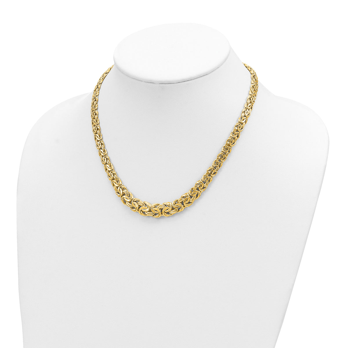 14k Fancy Graduated 7-12mm Flat Byzantine Necklace-SF2733-17.5