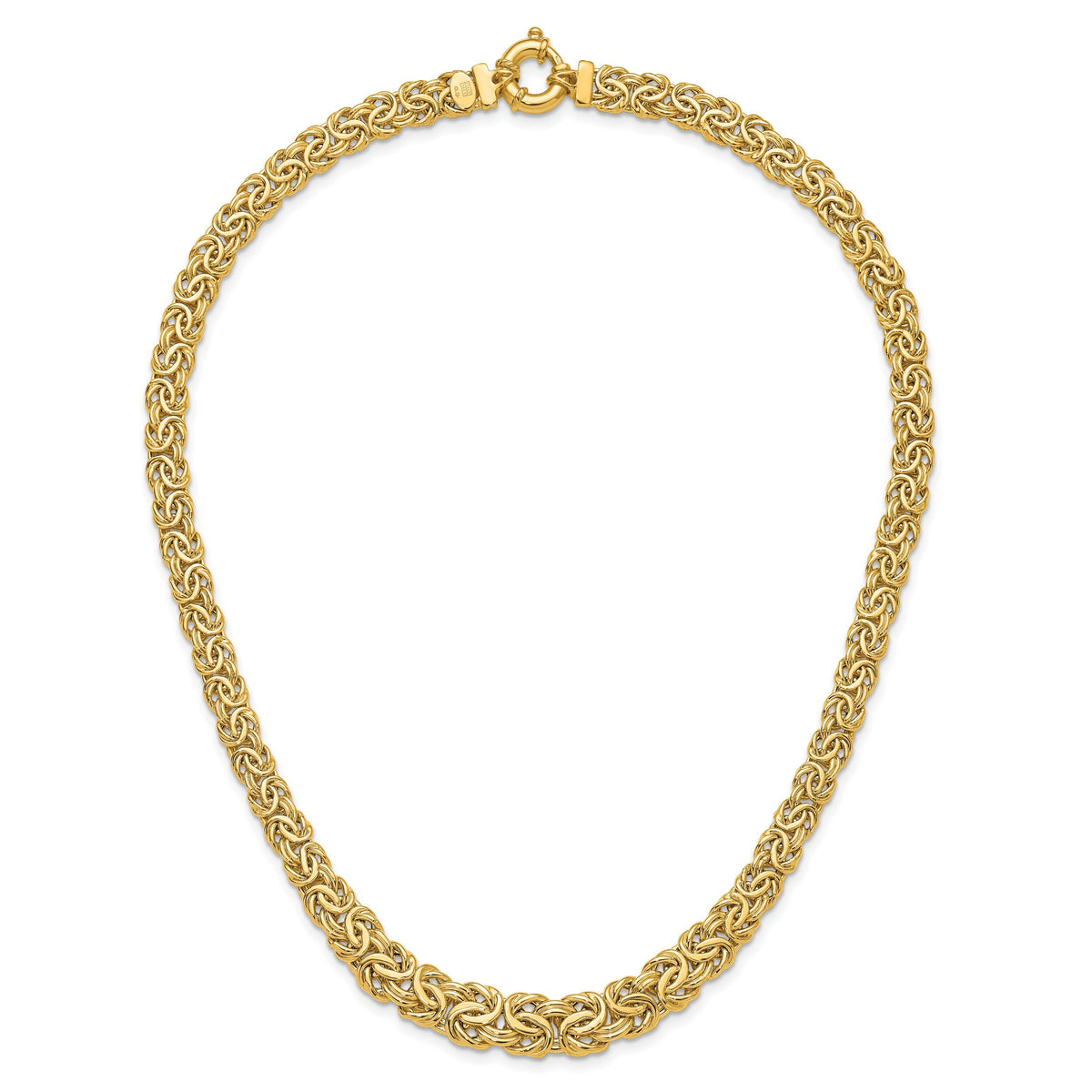 14k Fancy Graduated 7-12mm Flat Byzantine Necklace-SF2733-17.5