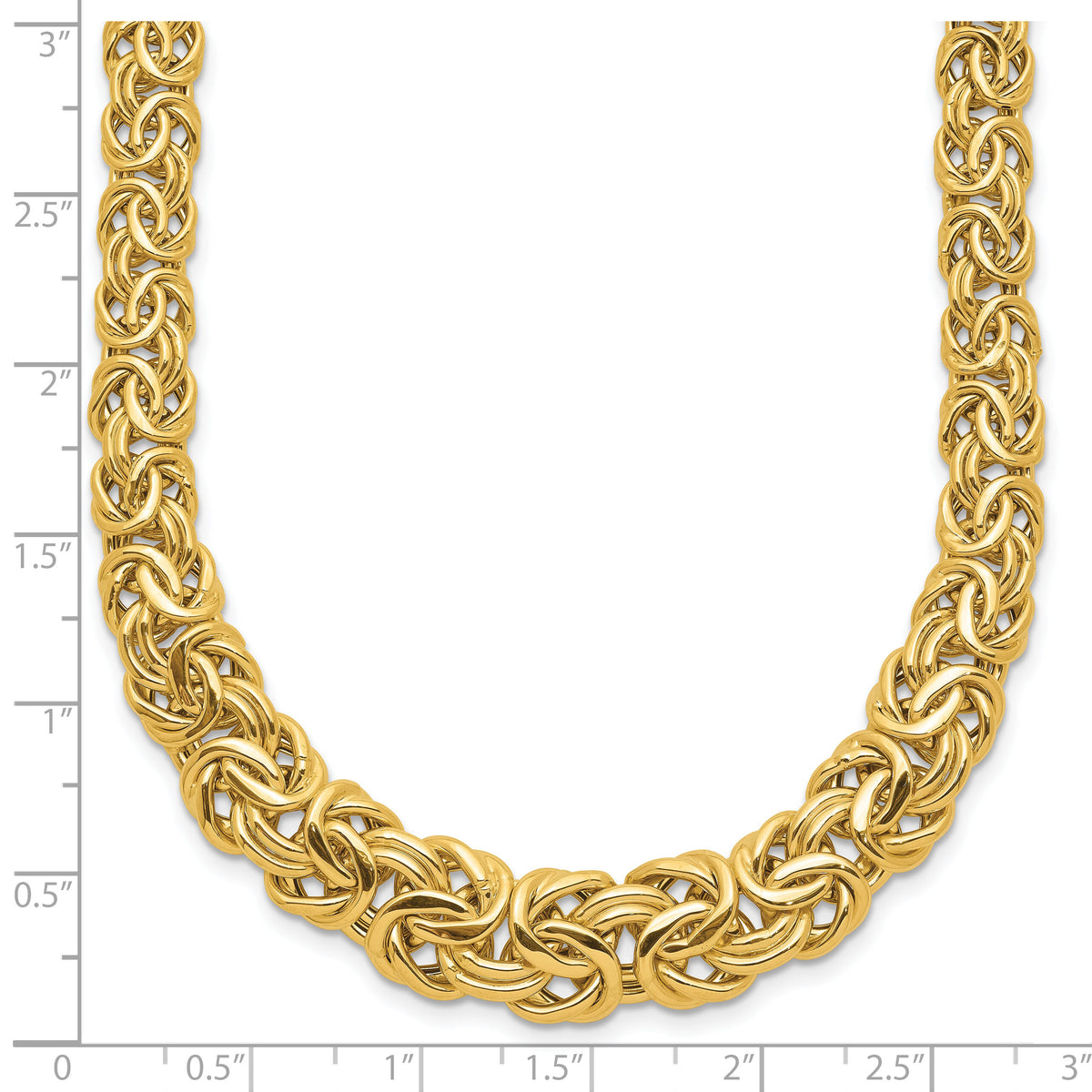 14k Fancy Graduated 7-12mm Flat Byzantine Necklace-SF2733-17.5