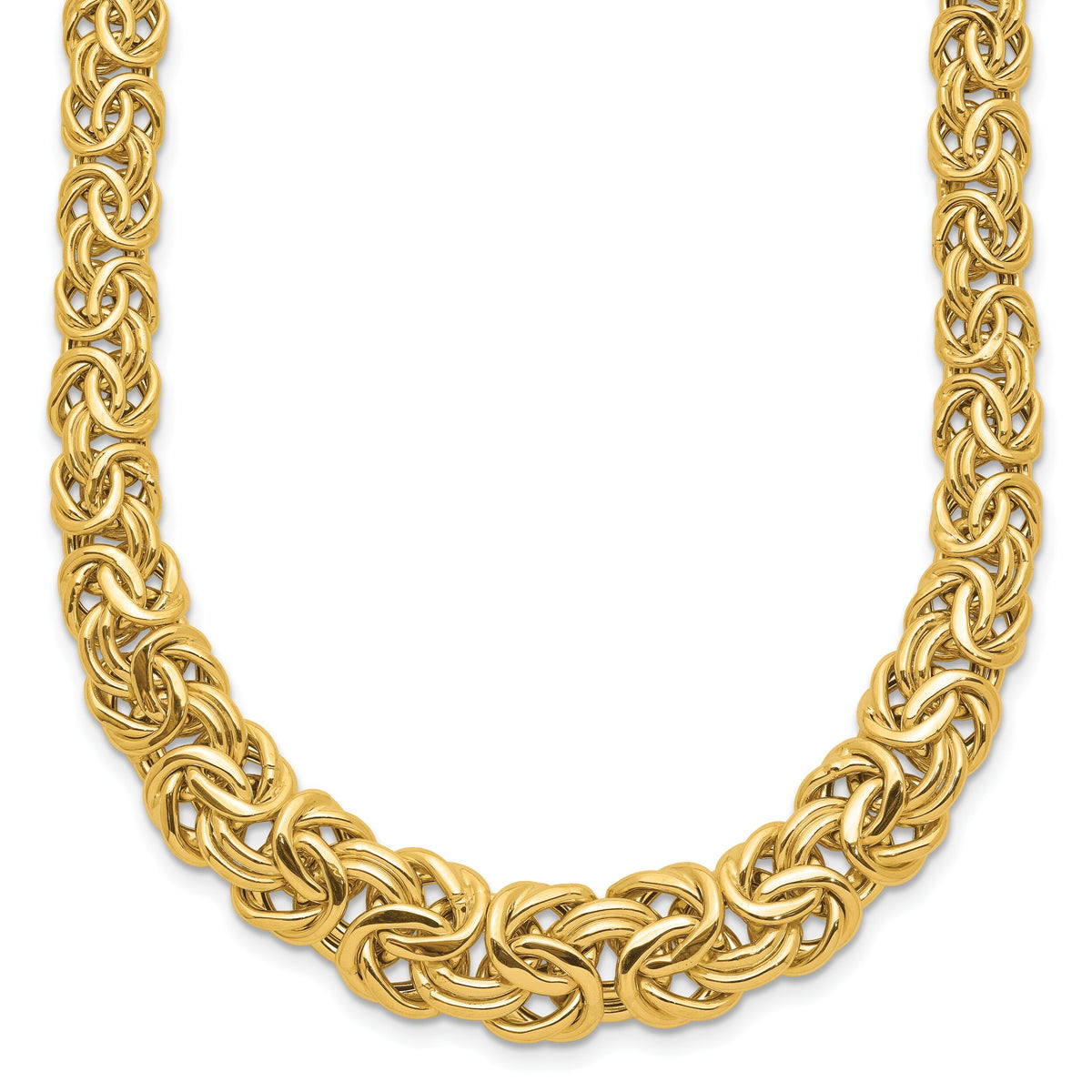 14k Fancy Graduated 7-12mm Flat Byzantine Necklace-SF2733-17.5