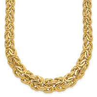 14k Fancy Graduated 7-12mm Flat Byzantine Necklace-SF2733-17.5