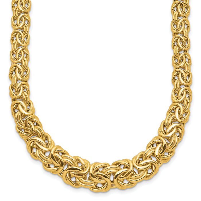 14k Fancy Graduated 7-12mm Flat Byzantine Necklace-SF2733-17.5