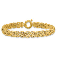 14k Fancy 8mm Flat Byzantine Bracelet-SF2733-7.5