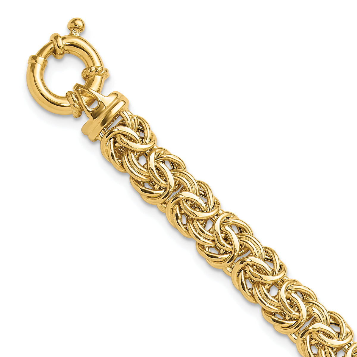 14k Fancy 8mm Flat Byzantine Bracelet-SF2733-7.5
