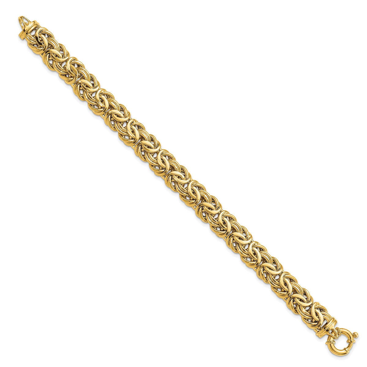 14k Fancy 11mm Flat Byzantine Bracelet-SF2734-7.5