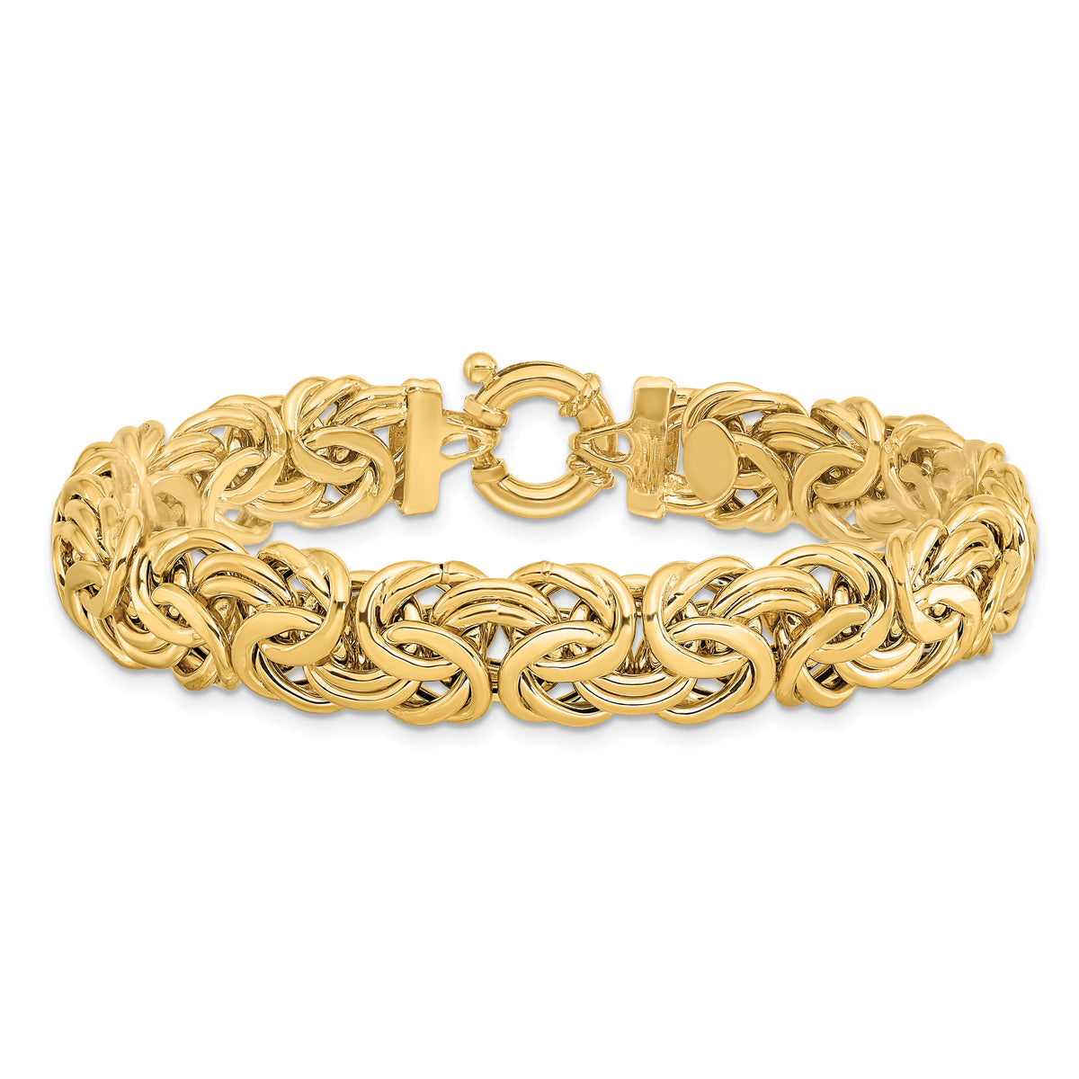 14k Fancy 11mm Flat Byzantine Bracelet-SF2734-7.5