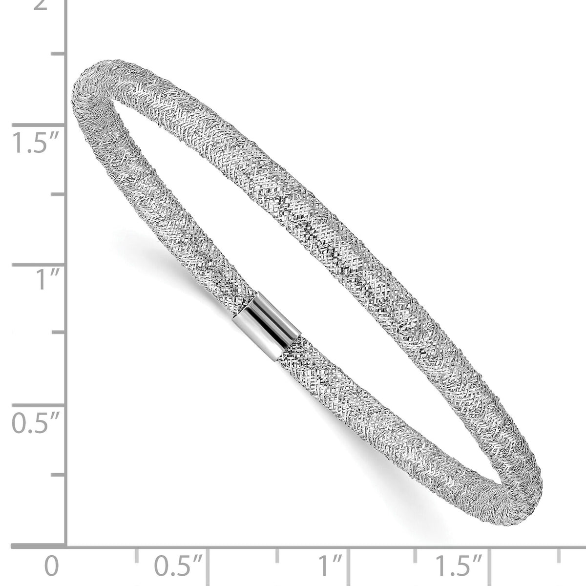 14k with White Rhodium Plating Stretch Mesh Bracelet-SF2742W