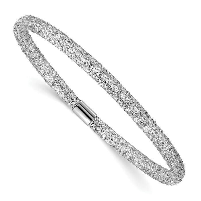 14k with White Rhodium Plating Stretch Mesh Bracelet-SF2742W