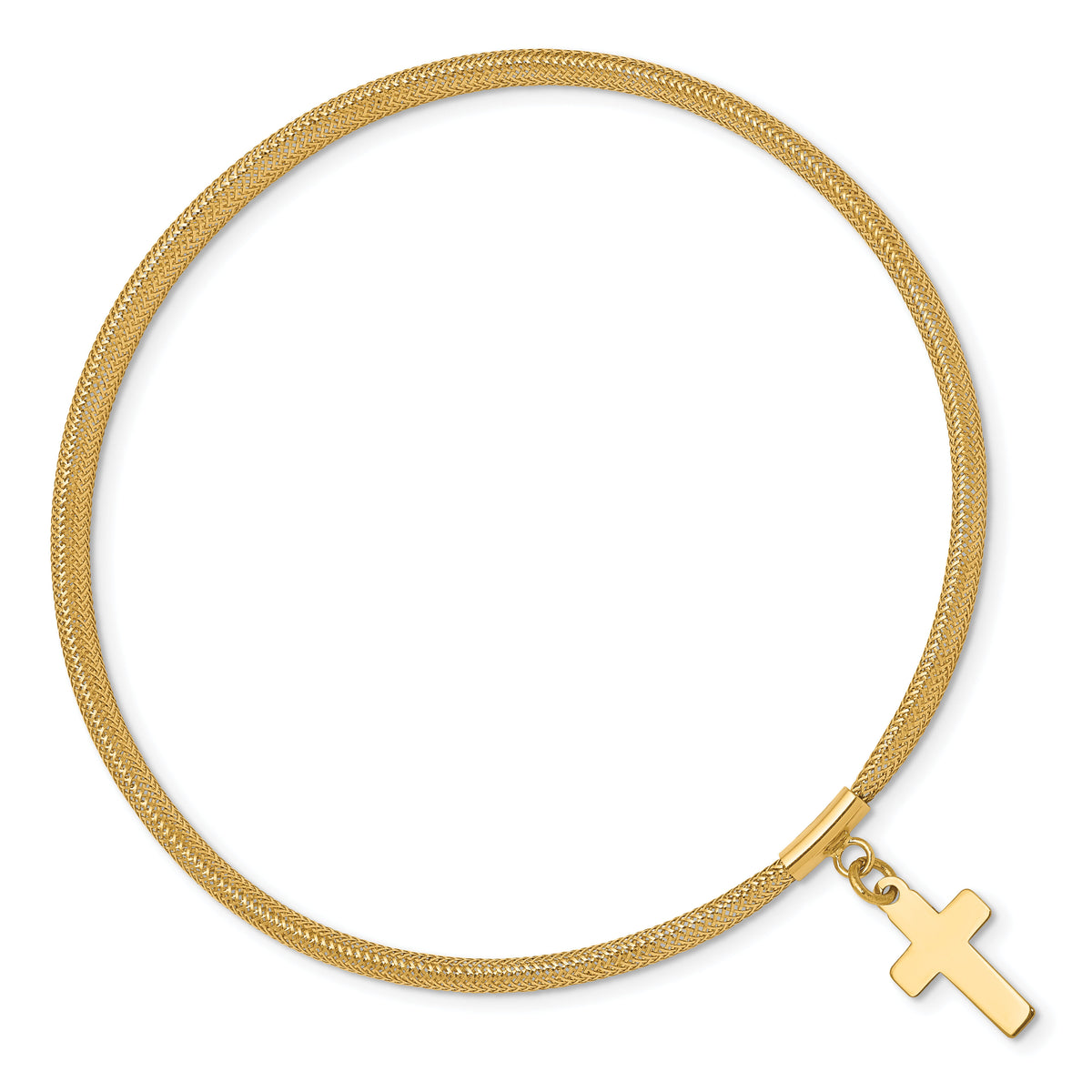 14K Mesh Cross Dangle Stretch Bracelet-SF2748