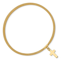 14K Mesh Cross Dangle Stretch Bracelet-SF2748
