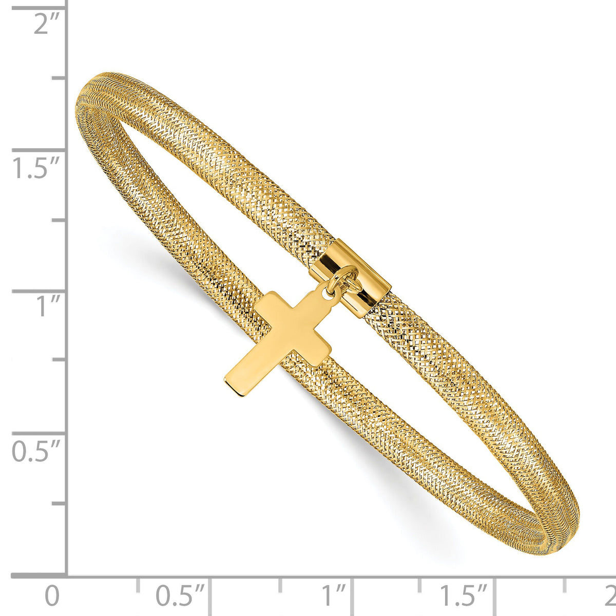 14K Mesh Cross Dangle Stretch Bracelet-SF2748
