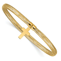14K Mesh Cross Dangle Stretch Bracelet-SF2748