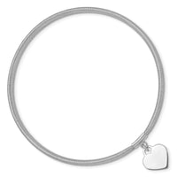 14k with White Rhodium Plating Heart Stretch Mesh Bracelet-SF2749W