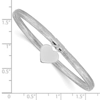 14k with White Rhodium Plating Heart Stretch Mesh Bracelet-SF2749W