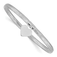 14k with White Rhodium Plating Heart Stretch Mesh Bracelet-SF2749W
