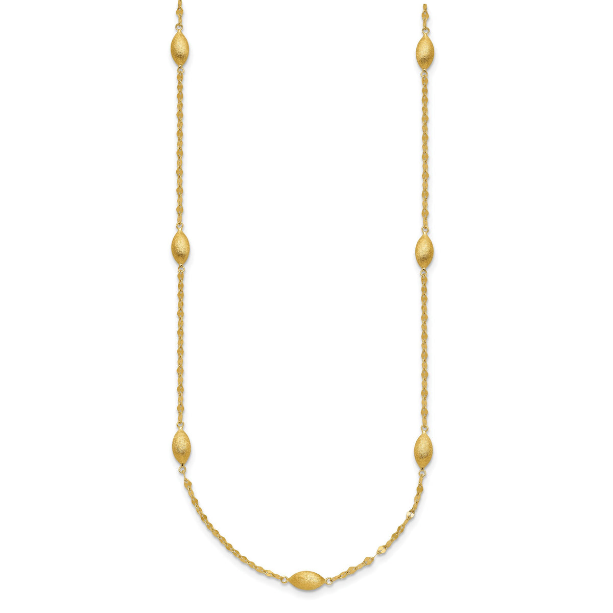 14k Diamond-cut w/Satin Oval Beads Necklace-SF2754-18