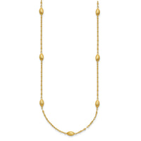 14k Diamond-cut w/Satin Oval Beads Necklace-SF2754-18