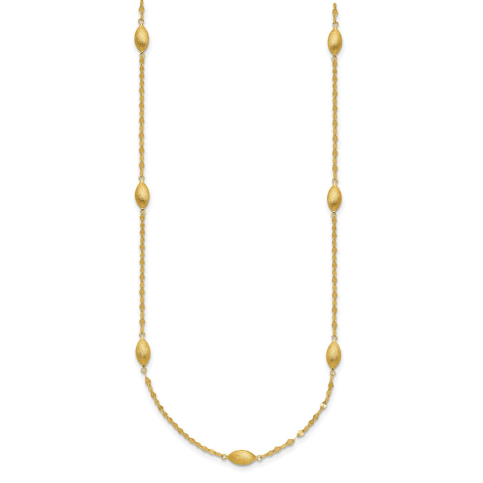 14k Diamond-cut w/Satin Oval Beads Necklace-SF2754-18