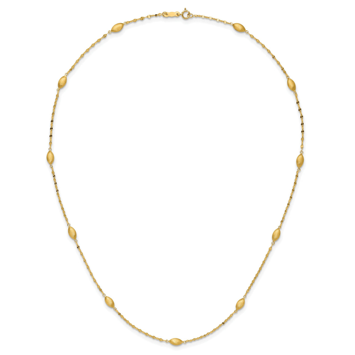 14k Diamond-cut w/Satin Oval Beads Necklace-SF2754-18